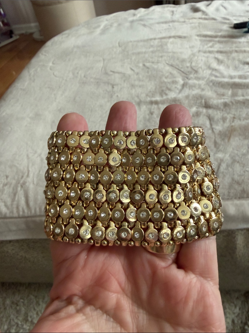Gold CrystalAccented Womens Bracelet Cuff